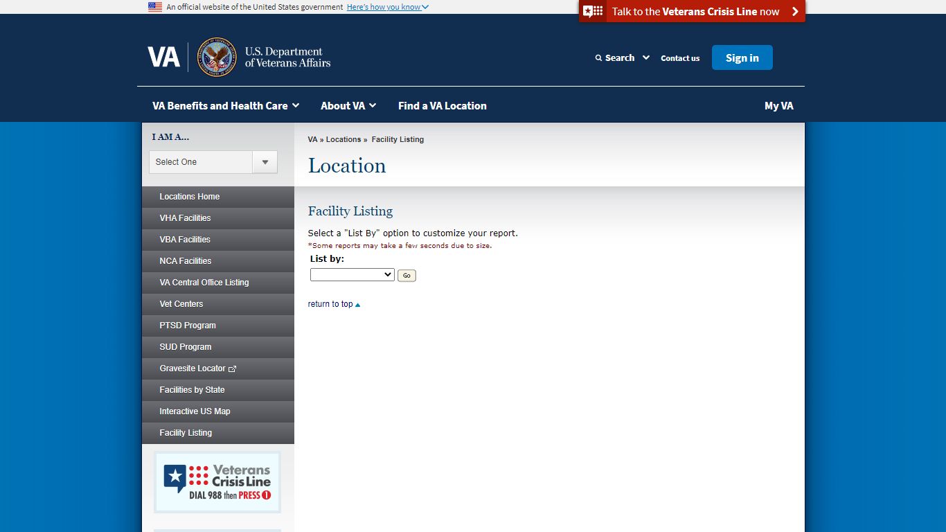 Facility Listing - Locations - Veterans Affairs